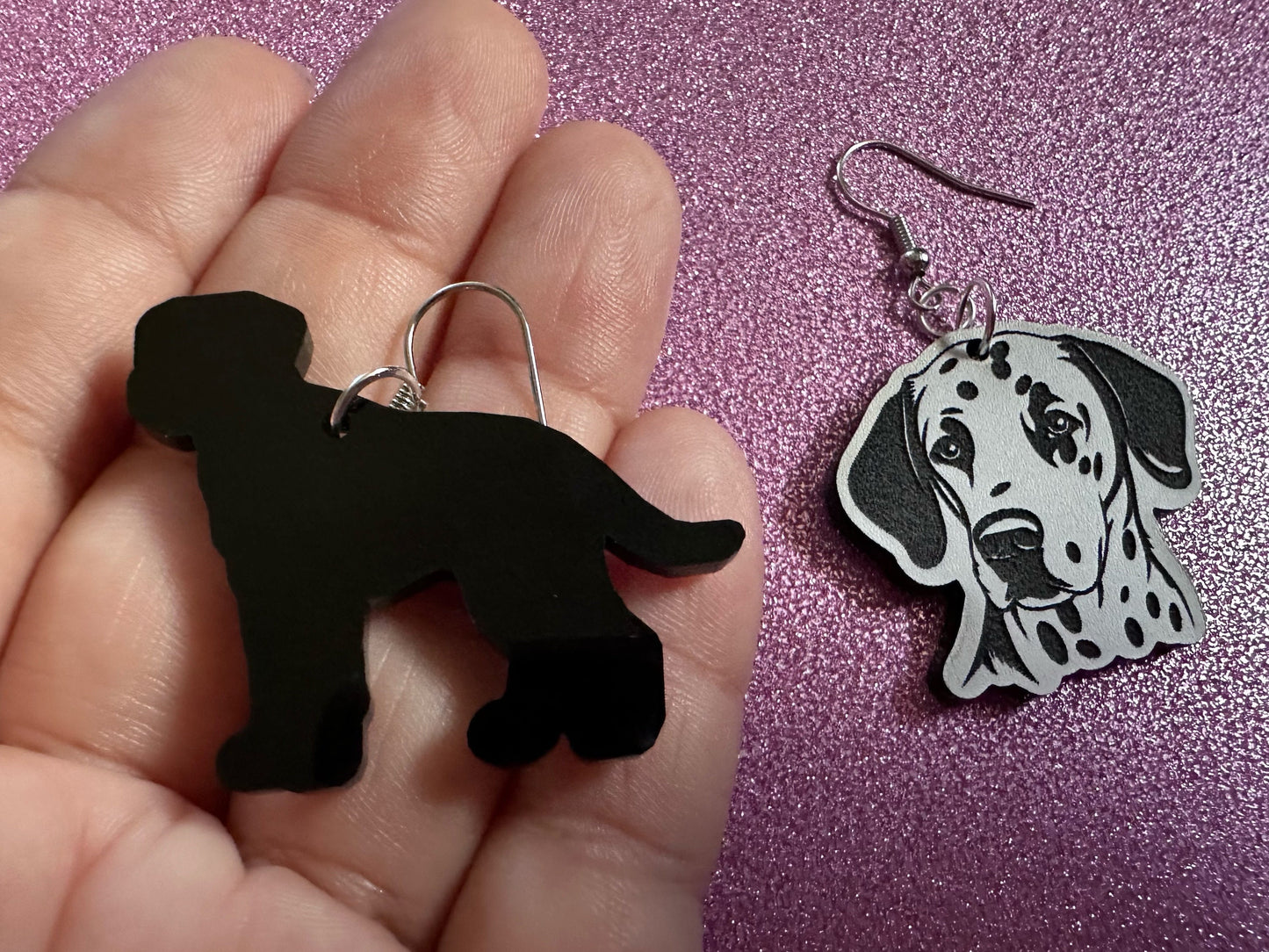 Dalmatian Earrings: Laser Cut Acrylic Dalmatians, Canine, Dogs, Doggo, Spotted Dog, Fireman Dog, Doggy Tails, Best Gifts for Her/Him/Them