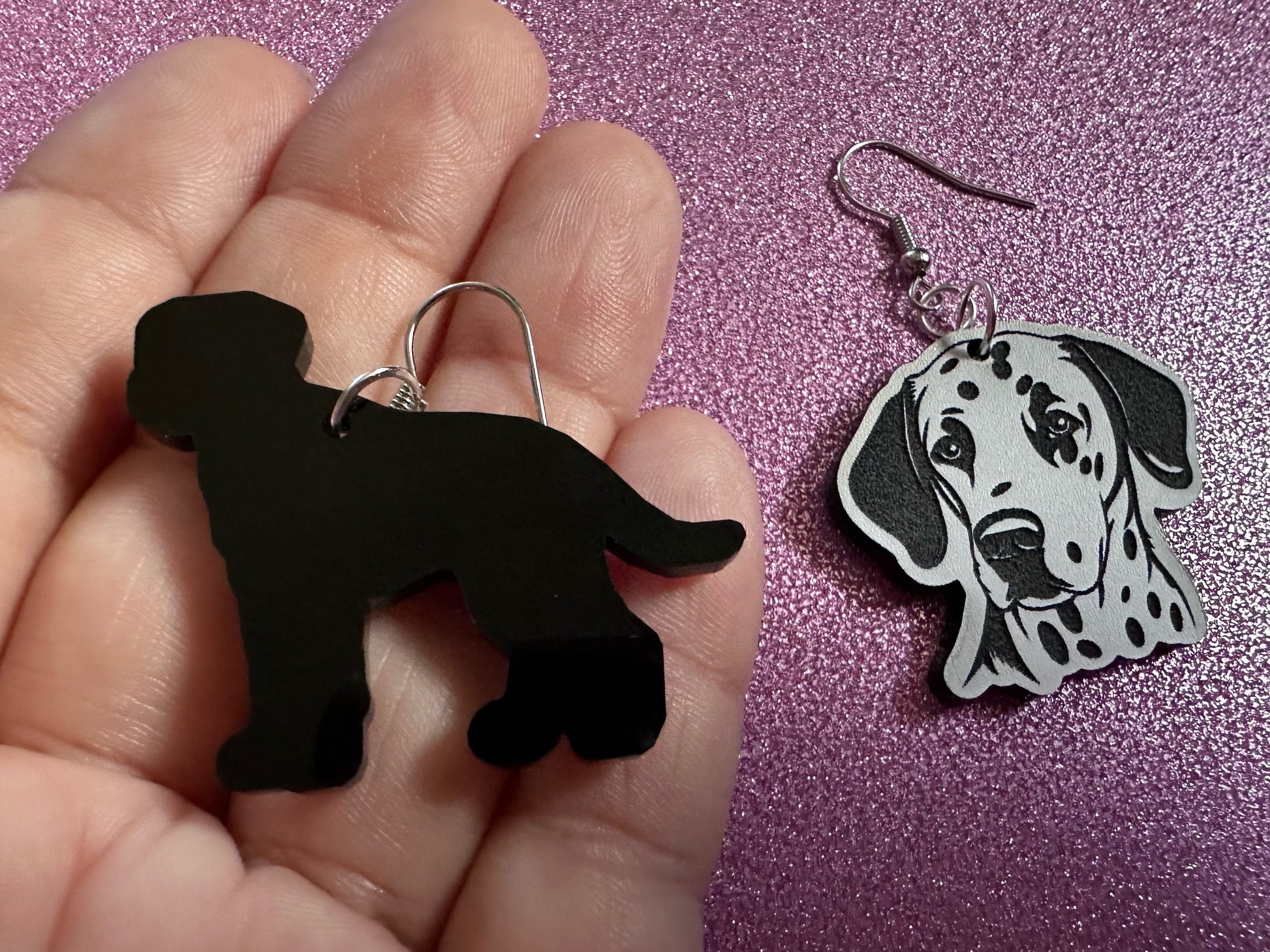 Dalmatian Earrings: Laser Cut Acrylic Dalmatians, Canine, Dogs, Doggo, Spotted Dog, Fireman Dog, Doggy Tails, Best Gifts for Her/Him/Them