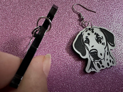 Dalmatian Earrings: Laser Cut Acrylic Dalmatians, Canine, Dogs, Doggo, Spotted Dog, Fireman Dog, Doggy Tails, Best Gifts for Her/Him/Them