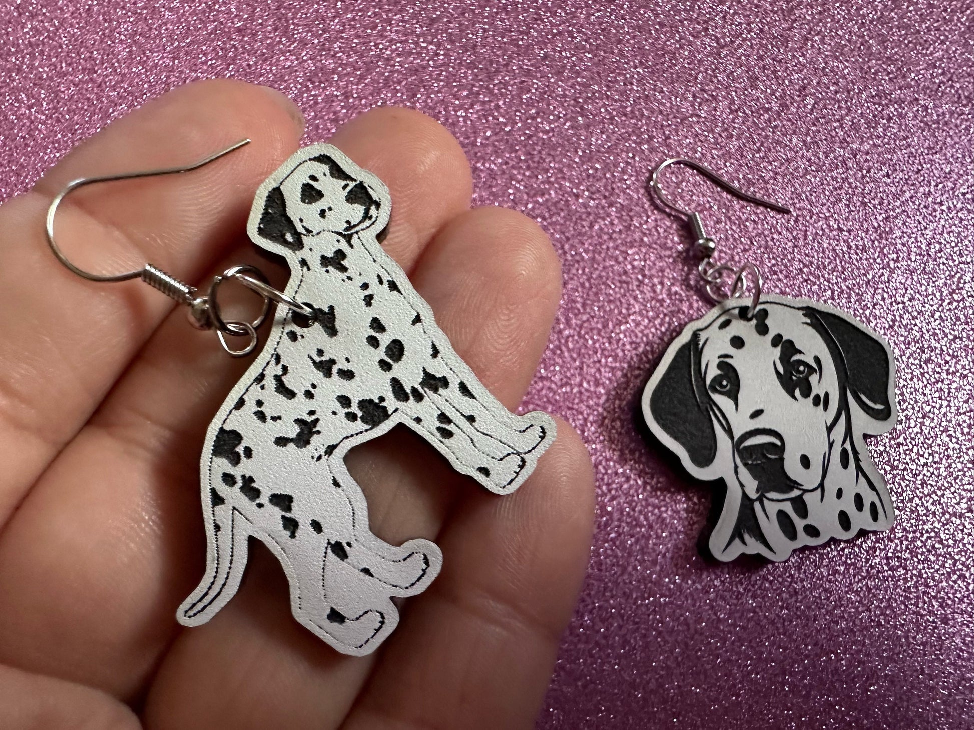 Dalmatian Earrings: Laser Cut Acrylic Dalmatians, Canine, Dogs, Doggo, Spotted Dog, Fireman Dog, Doggy Tails, Best Gifts for Her/Him/Them