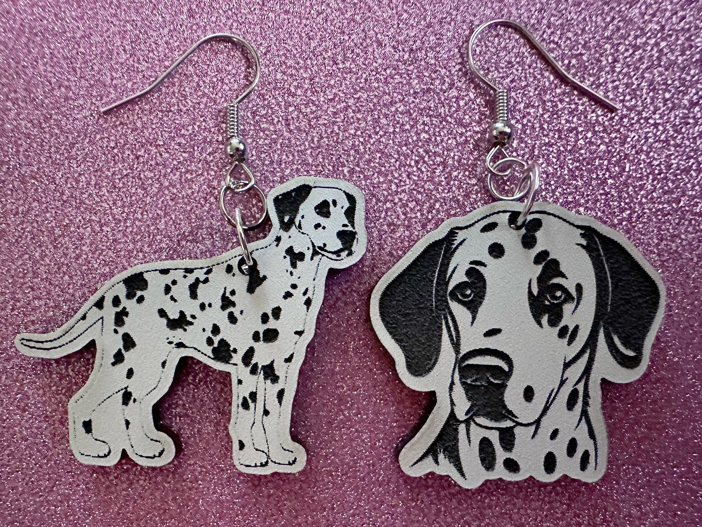Dalmatian Earrings: Laser Cut Acrylic Dalmatians, Canine, Dogs, Doggo, Spotted Dog, Fireman Dog, Doggy Tails, Best Gifts for Her/Him/Them