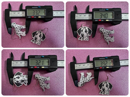 Dalmatian Earrings: Laser Cut Acrylic Dalmatians, Canine, Dogs, Doggo, Spotted Dog, Fireman Dog, Doggy Tails, Best Gifts for Her/Him/Them