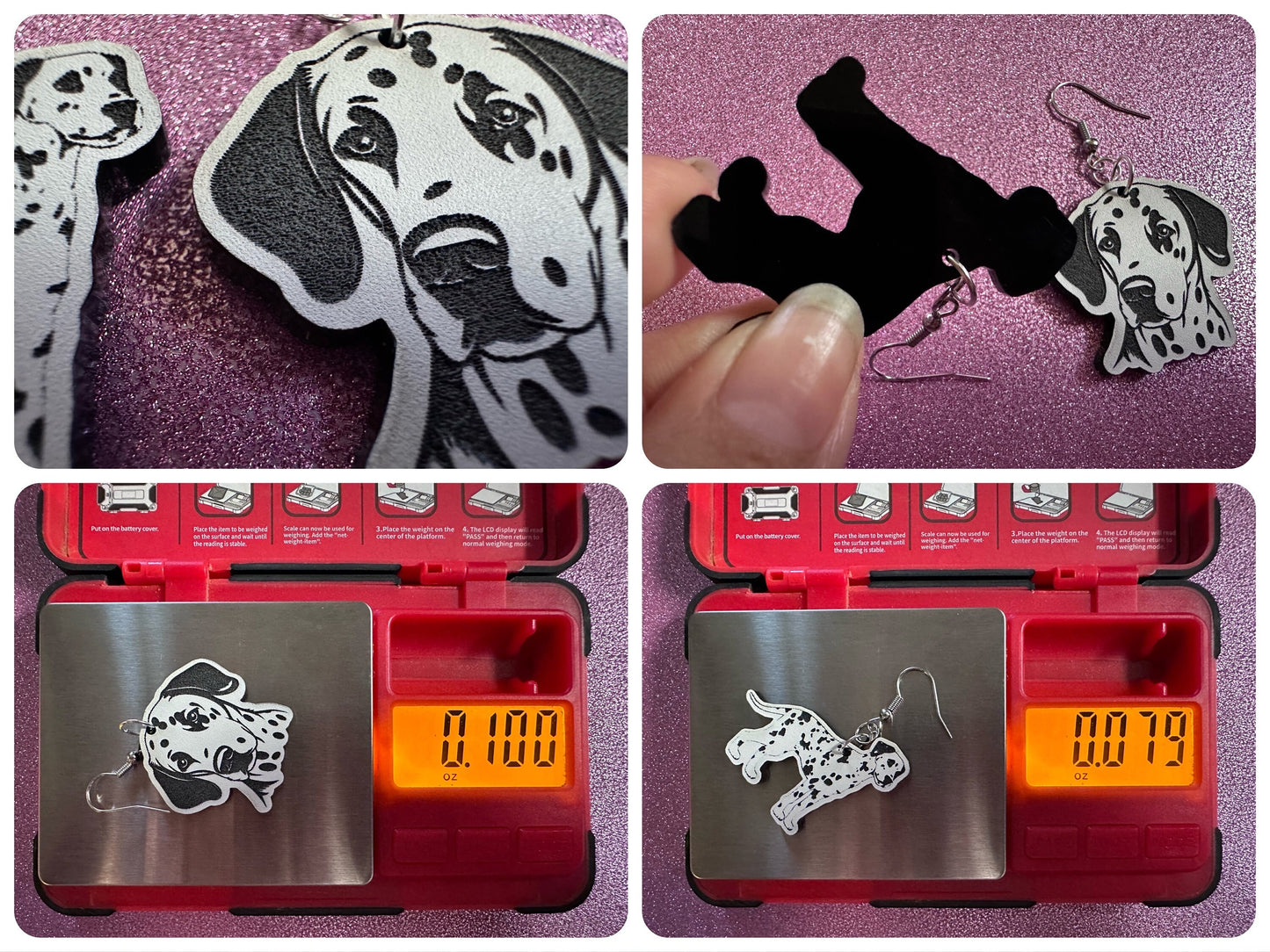 Dalmatian Earrings: Laser Cut Acrylic Dalmatians, Canine, Dogs, Doggo, Spotted Dog, Fireman Dog, Doggy Tails, Best Gifts for Her/Him/Them