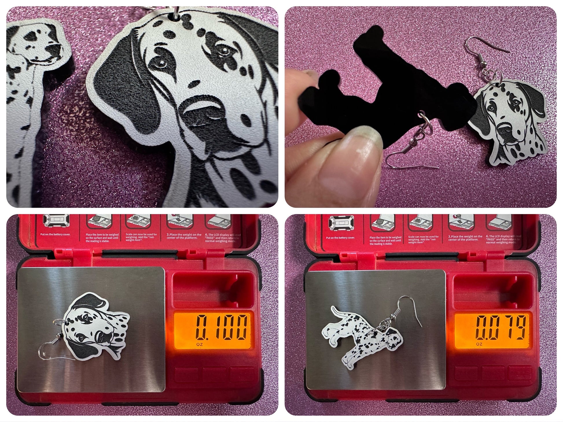 Dalmatian Earrings: Laser Cut Acrylic Dalmatians, Canine, Dogs, Doggo, Spotted Dog, Fireman Dog, Doggy Tails, Best Gifts for Her/Him/Them