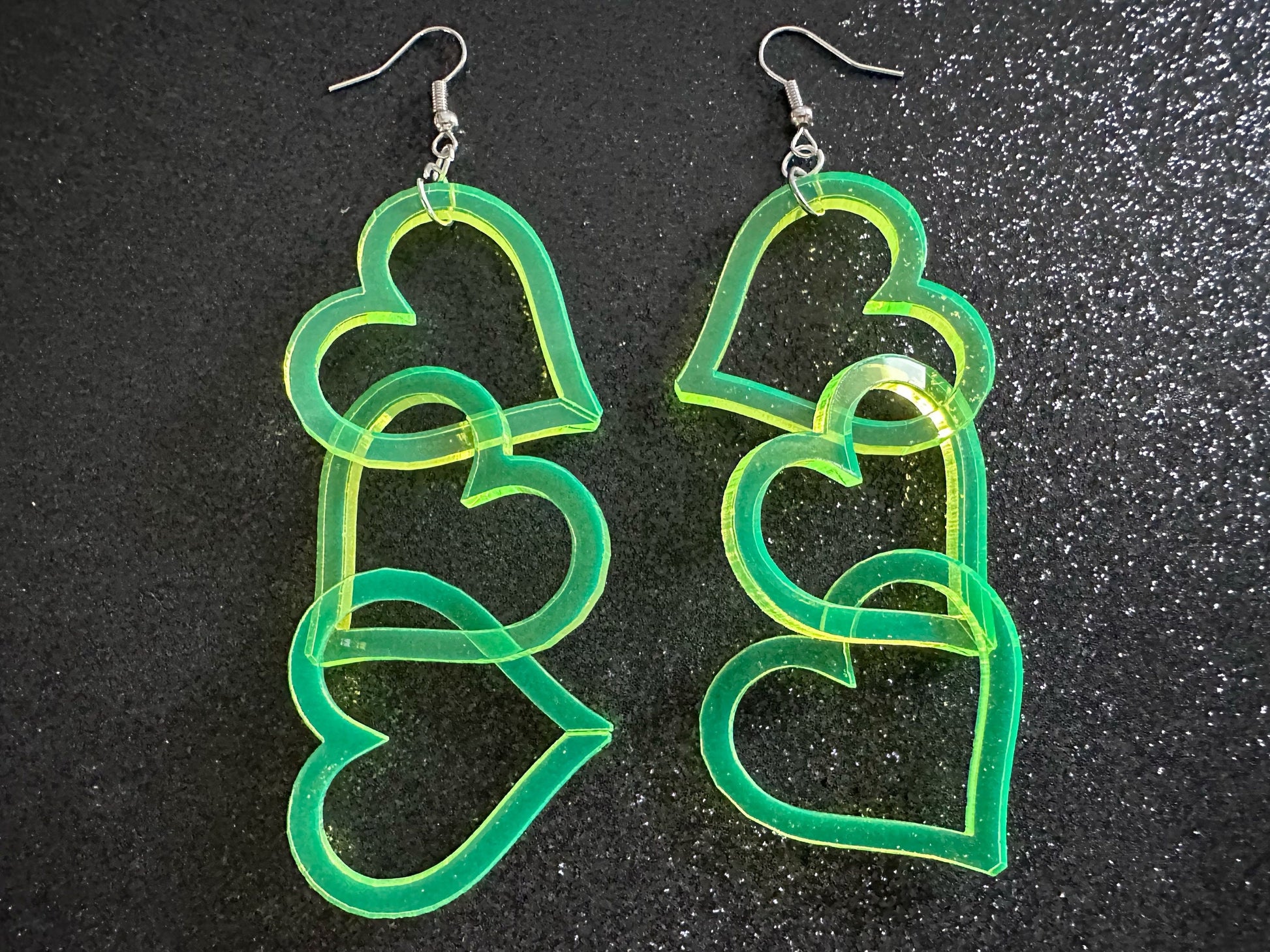 Dangly Heart Chain Earrings: Laser Cut Acrylic Hearts, Love, Valentines Day, Anniversary, Gifts for Her/Him/Them