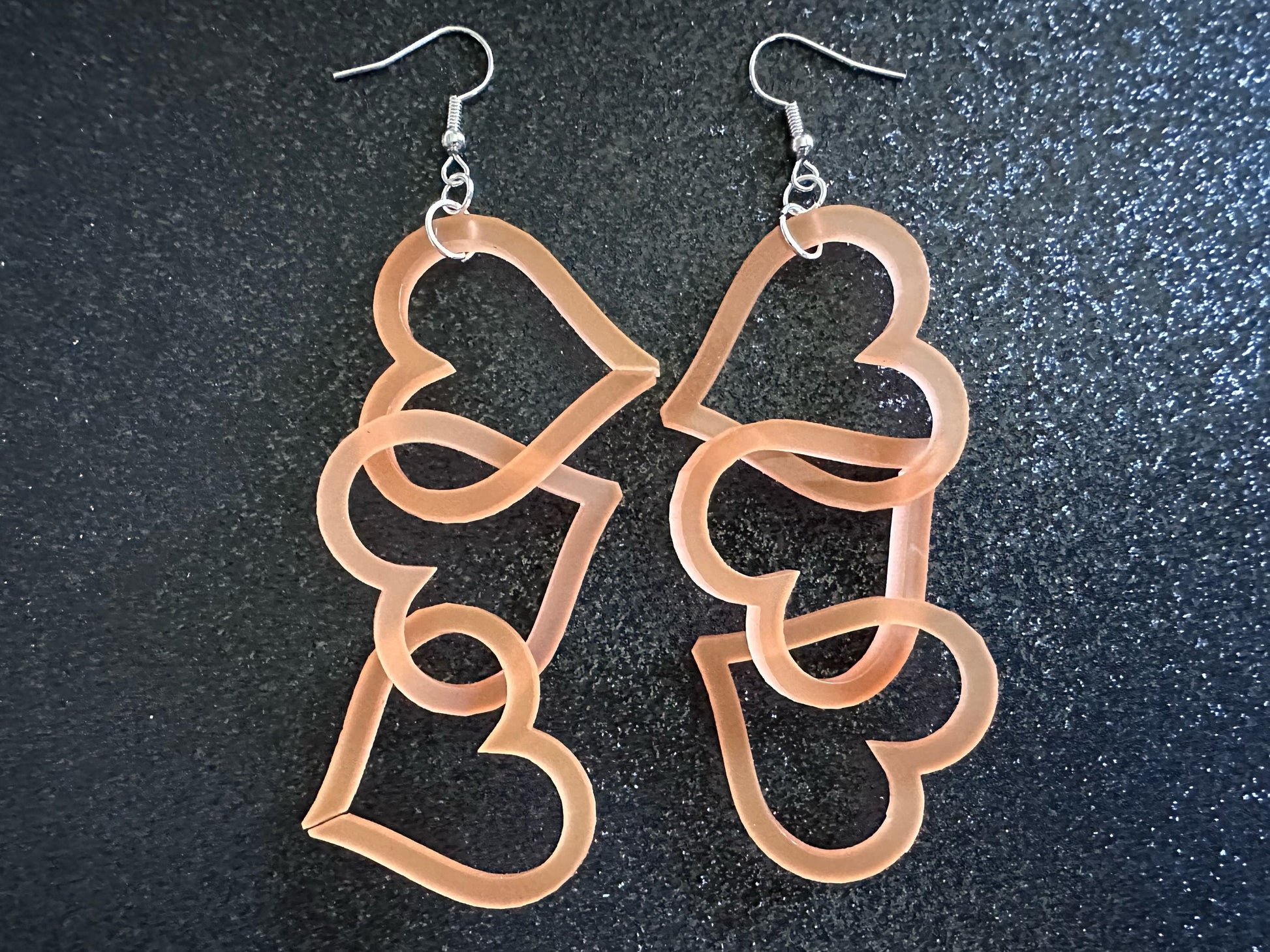 Dangly Heart Chain Earrings: Laser Cut Acrylic Hearts, Love, Valentines Day, Anniversary, Gifts for Her/Him/Them