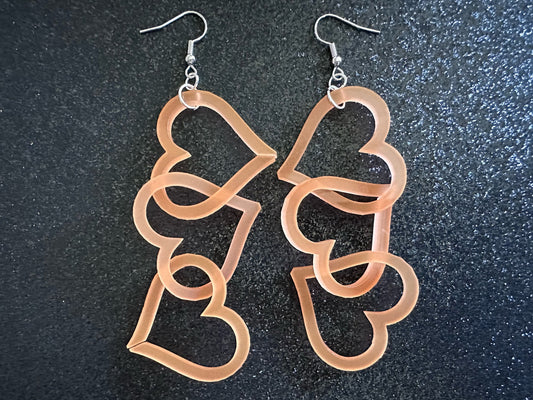 Dangly Heart Chain Earrings: Laser Cut Acrylic Hearts, Love, Valentines Day, Anniversary, Gifts for Her/Him/Them