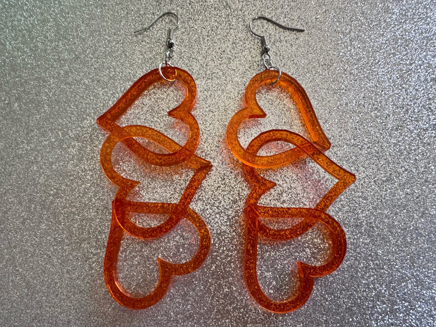 Dangly Heart Chain Earrings: Laser Cut Acrylic Hearts, Love, Valentines Day, Anniversary, Gifts for Her/Him/Them