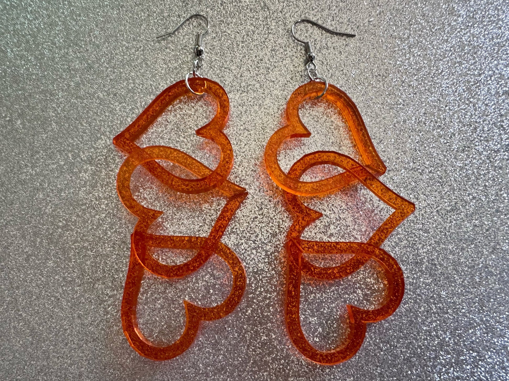 Dangly Heart Chain Earrings: Laser Cut Acrylic Hearts, Love, Valentines Day, Anniversary, Gifts for Her/Him/Them