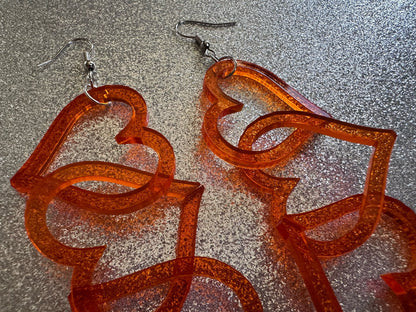 Dangly Heart Chain Earrings: Laser Cut Acrylic Hearts, Love, Valentines Day, Anniversary, Gifts for Her/Him/Them