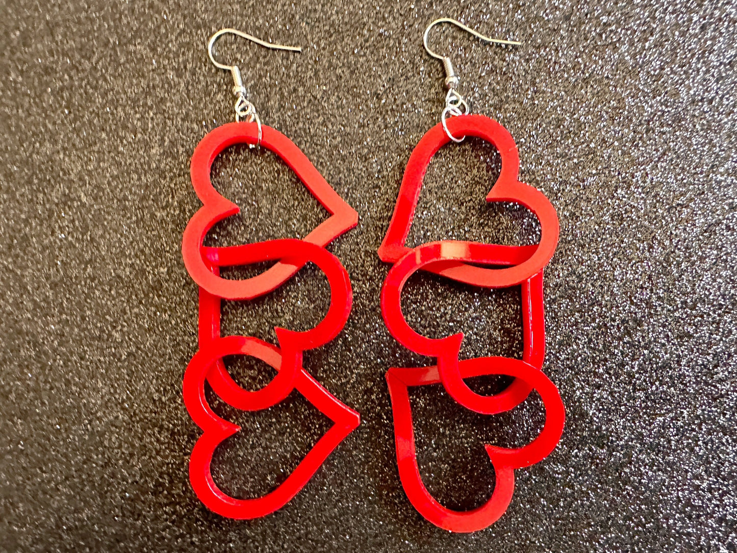 Dangly Heart Chain Earrings: Laser Cut Acrylic Hearts, Love, Valentines Day, Anniversary, Gifts for Her/Him/Them