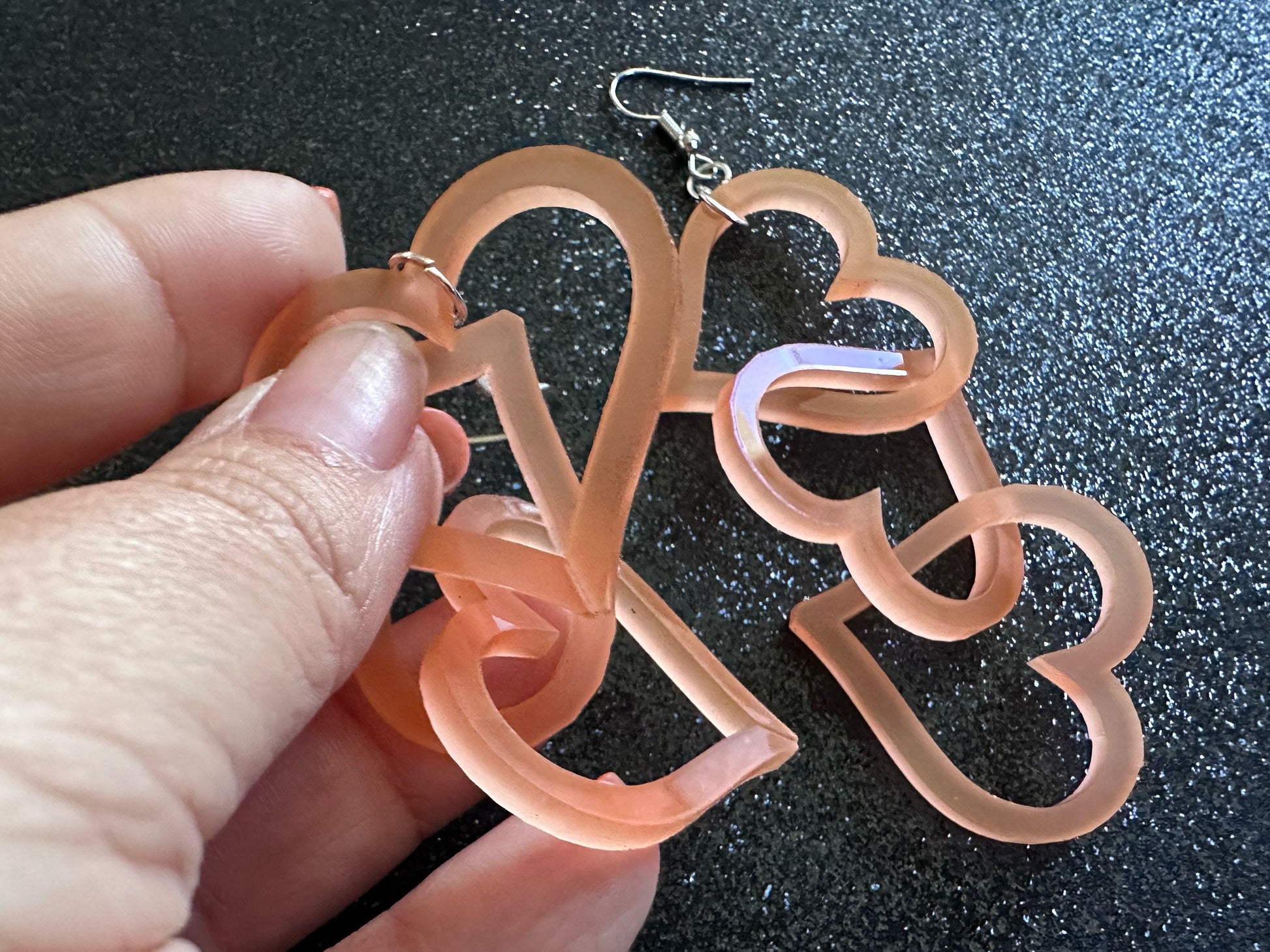 Dangly Heart Chain Earrings: Laser Cut Acrylic Hearts, Love, Valentines Day, Anniversary, Gifts for Her/Him/Them