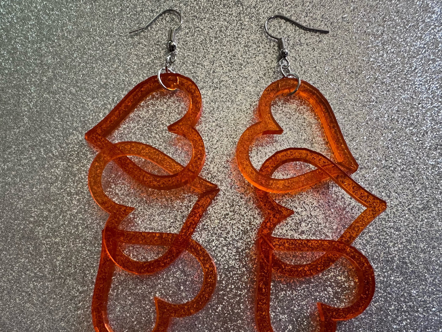 Dangly Heart Chain Earrings: Laser Cut Acrylic Hearts, Love, Valentines Day, Anniversary, Gifts for Her/Him/Them