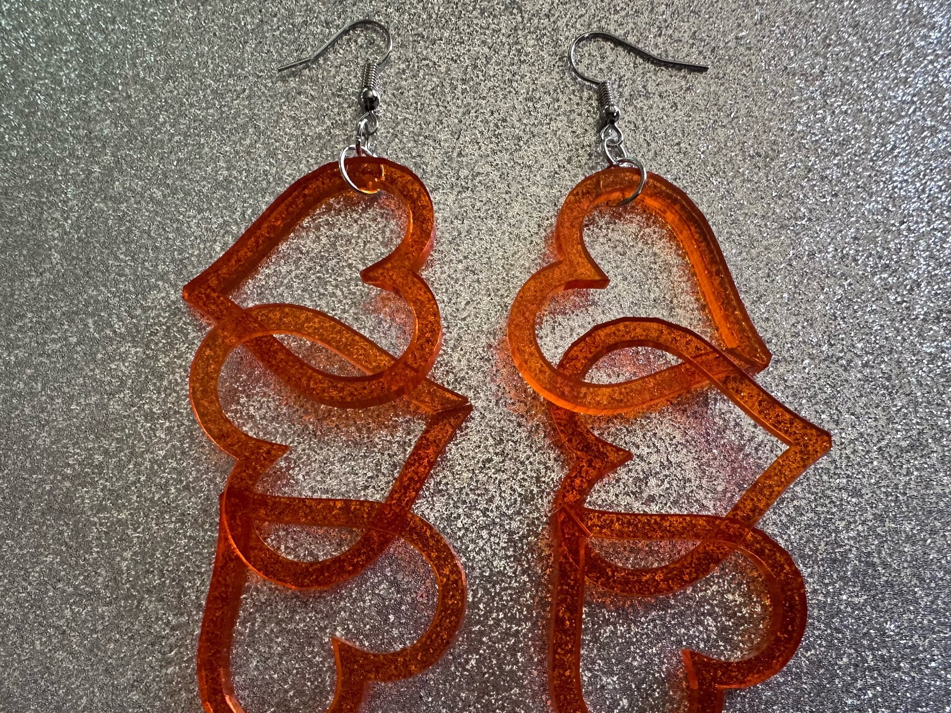 Dangly Heart Chain Earrings: Laser Cut Acrylic Hearts, Love, Valentines Day, Anniversary, Gifts for Her/Him/Them