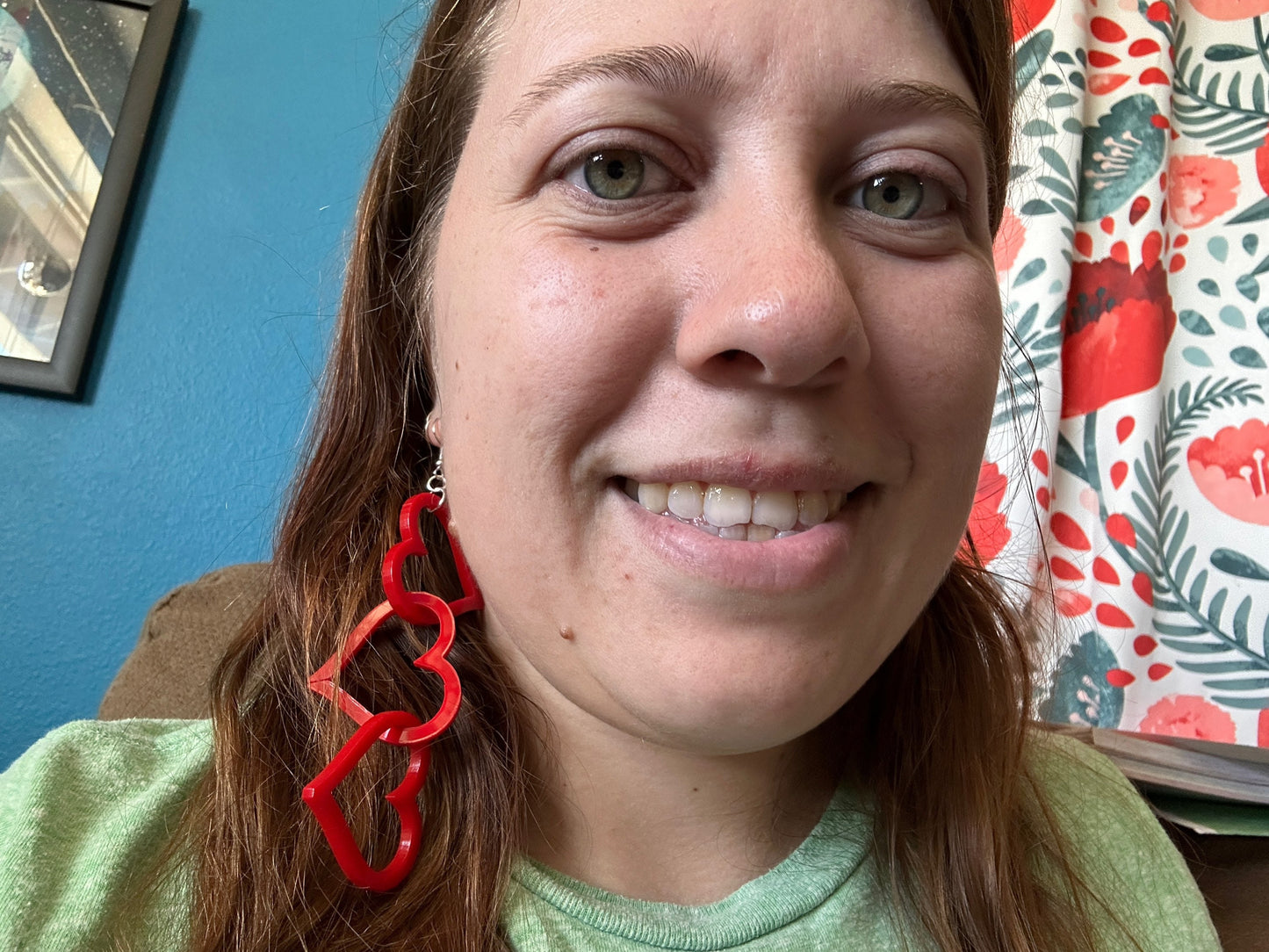 Dangly Heart Chain Earrings: Laser Cut Acrylic Hearts, Love, Valentines Day, Anniversary, Gifts for Her/Him/Them