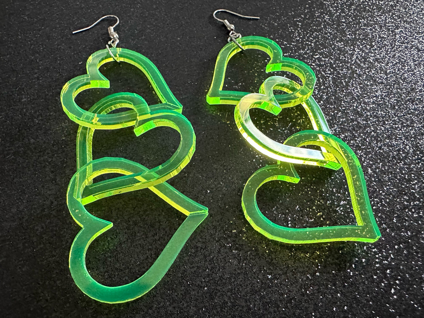 Dangly Heart Chain Earrings: Laser Cut Acrylic Hearts, Love, Valentines Day, Anniversary, Gifts for Her/Him/Them