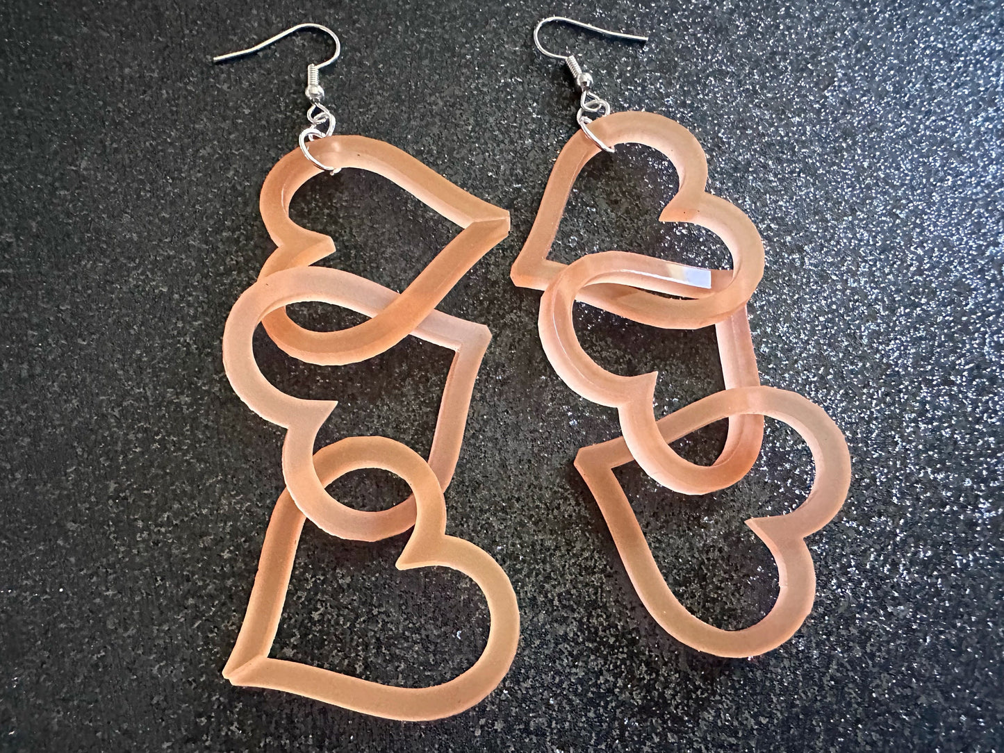 Dangly Heart Chain Earrings: Laser Cut Acrylic Hearts, Love, Valentines Day, Anniversary, Gifts for Her/Him/Them