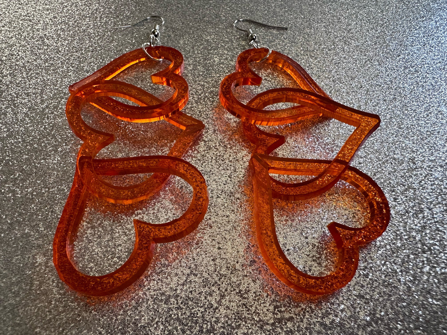 Dangly Heart Chain Earrings: Laser Cut Acrylic Hearts, Love, Valentines Day, Anniversary, Gifts for Her/Him/Them