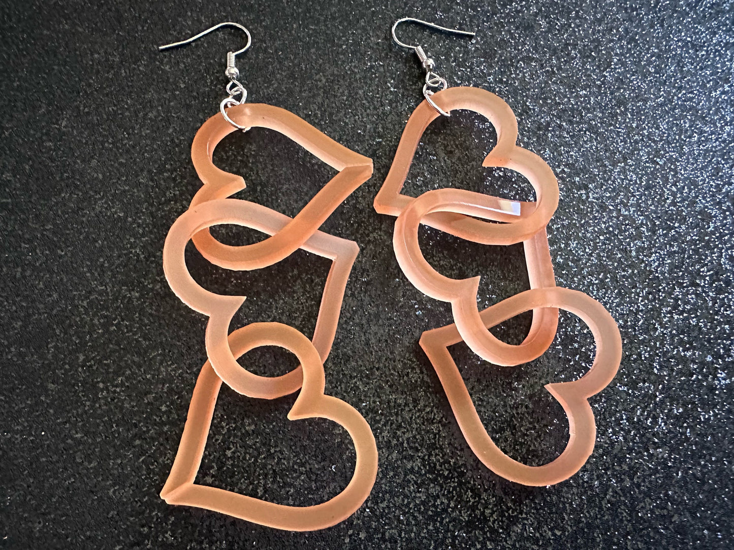 Dangly Heart Chain Earrings: Laser Cut Acrylic Hearts, Love, Valentines Day, Anniversary, Gifts for Her/Him/Them
