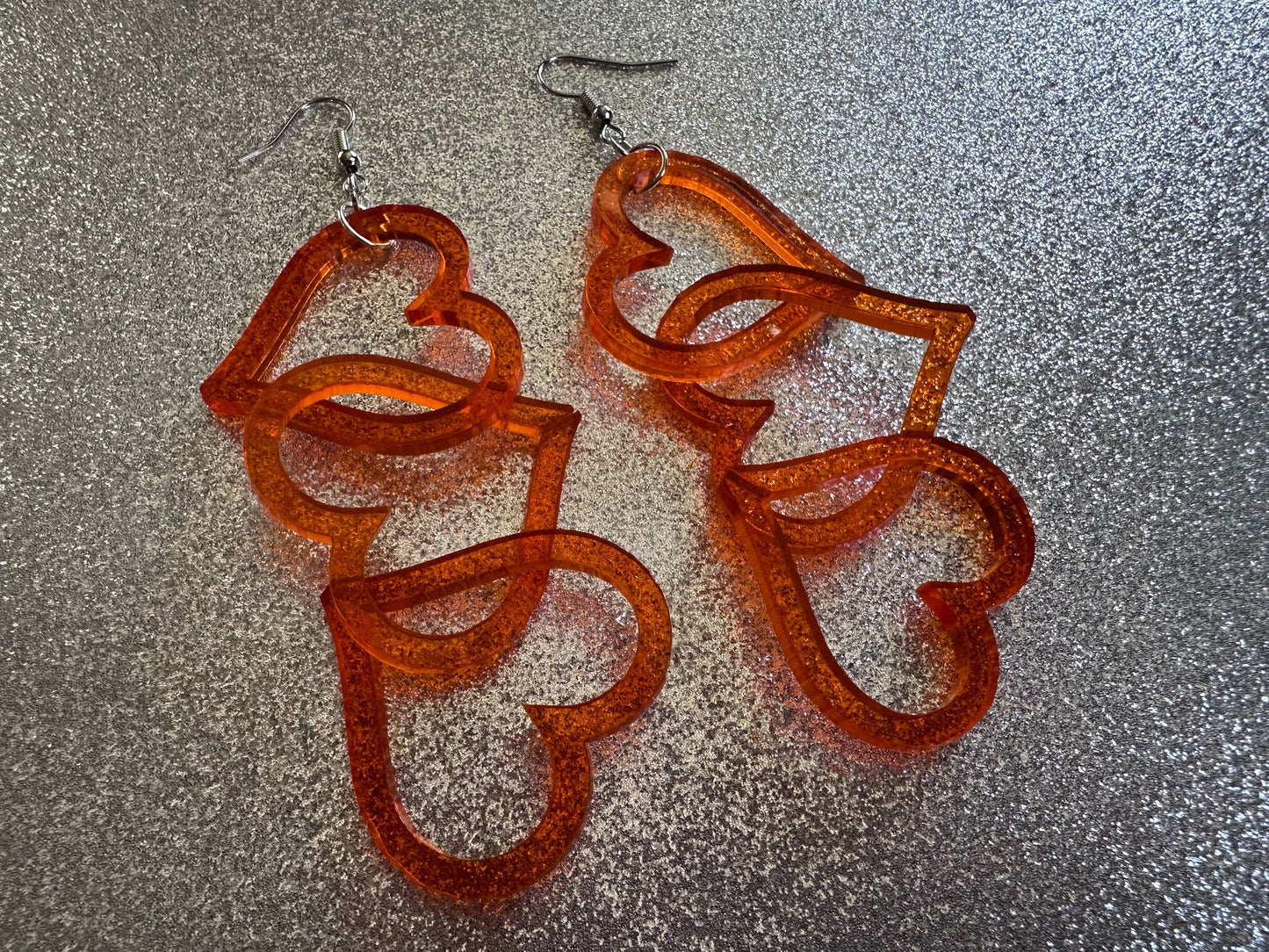 Dangly Heart Chain Earrings: Laser Cut Acrylic Hearts, Love, Valentines Day, Anniversary, Gifts for Her/Him/Them