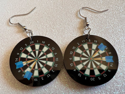 Darts Earrings: Dart Board Earrings, Board Game, Fun Earrings, Sublimated, Best Gifts for Her/Him/Them