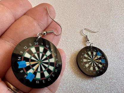 Darts Earrings: Dart Board Earrings, Board Game, Fun Earrings, Sublimated, Best Gifts for Her/Him/Them