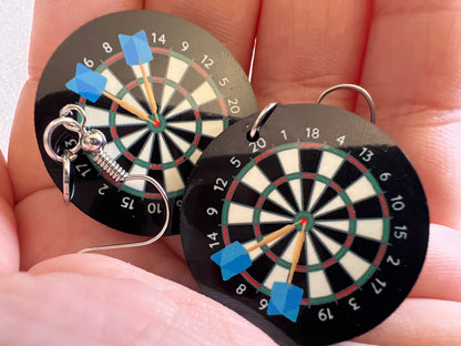 Darts Earrings: Dart Board Earrings, Board Game, Fun Earrings, Sublimated, Best Gifts for Her/Him/Them