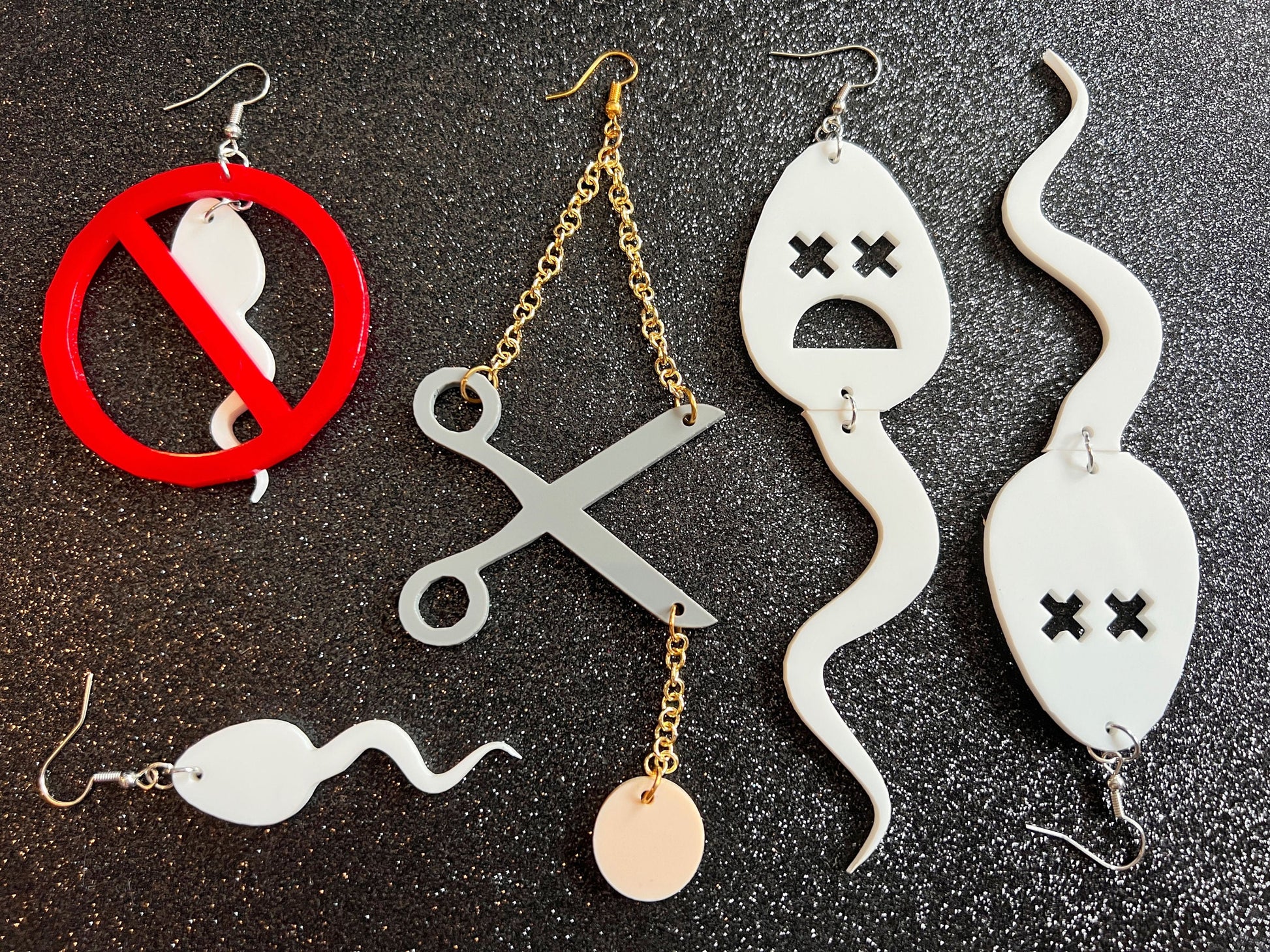 Dead Sperm Earrings: Laser Cut Acrylic Swimmers, Urology Jewelry, Doctor, Vasectomy Earrings, No Sperm, Semen, Best Gifts for Her/Him/Them