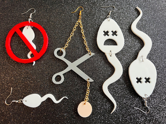 Dead Sperm Earrings: Laser Cut Acrylic Swimmers, Urology Jewelry, Doctor, Vasectomy Earrings, No Sperm, Semen, Best Gifts for Her/Him/Them