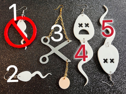 Dead Sperm Earrings: Laser Cut Acrylic Swimmers, Urology Jewelry, Doctor, Vasectomy Earrings, No Sperm, Semen, Best Gifts for Her/Him/Them