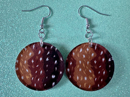 Deer Hide Earrings: Laser Cut Acrylic Hunting Earrings, Forest, Green Earrings, Hunt, Forest Animal, Deer Skin, Best Gifts for Her/Him/Them