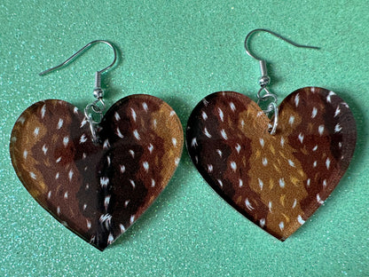 Deer Hide Earrings: Laser Cut Acrylic Hunting Earrings, Forest, Green Earrings, Hunt, Forest Animal, Deer Skin, Best Gifts for Her/Him/Them