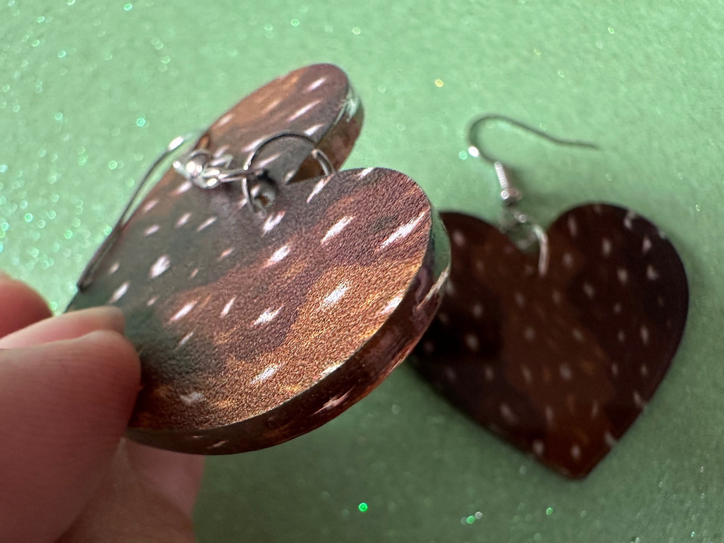 Deer Hide Earrings: Laser Cut Acrylic Hunting Earrings, Forest, Green Earrings, Hunt, Forest Animal, Deer Skin, Best Gifts for Her/Him/Them