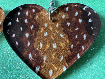 Deer Hide Earrings: Laser Cut Acrylic Hunting Earrings, Forest, Green Earrings, Hunt, Forest Animal, Deer Skin, Best Gifts for Her/Him/Them