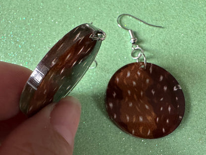 Deer Hide Earrings: Laser Cut Acrylic Hunting Earrings, Forest, Green Earrings, Hunt, Forest Animal, Deer Skin, Best Gifts for Her/Him/Them