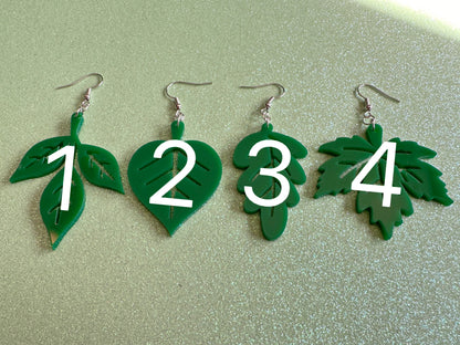 Delicate Leaf Earrings: Laser Cut Acrylic Leaves, Green Earrings, Fall, Summer, Spring, Forest, Nature, Plants, Gifts for Her/Him/Them