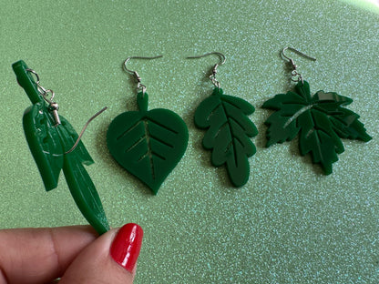 Delicate Leaf Earrings: Laser Cut Acrylic Leaves, Green Earrings, Fall, Summer, Spring, Forest, Nature, Plants, Gifts for Her/Him/Them