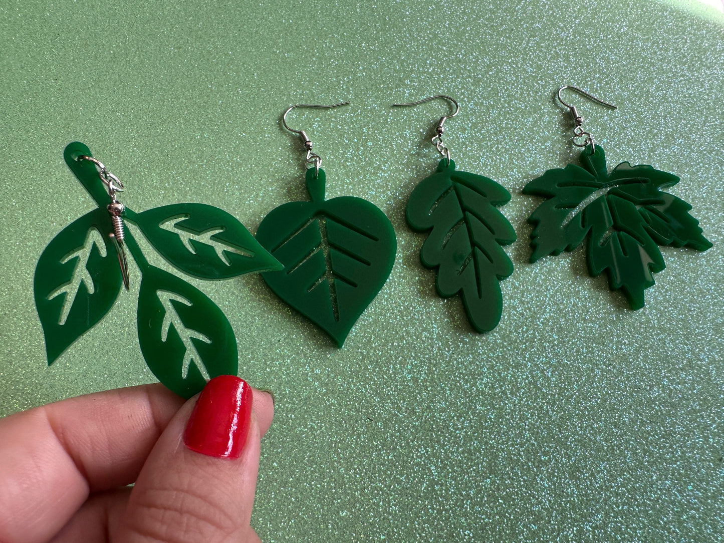 Delicate Leaf Earrings: Laser Cut Acrylic Leaves, Green Earrings, Fall, Summer, Spring, Forest, Nature, Plants, Gifts for Her/Him/Them