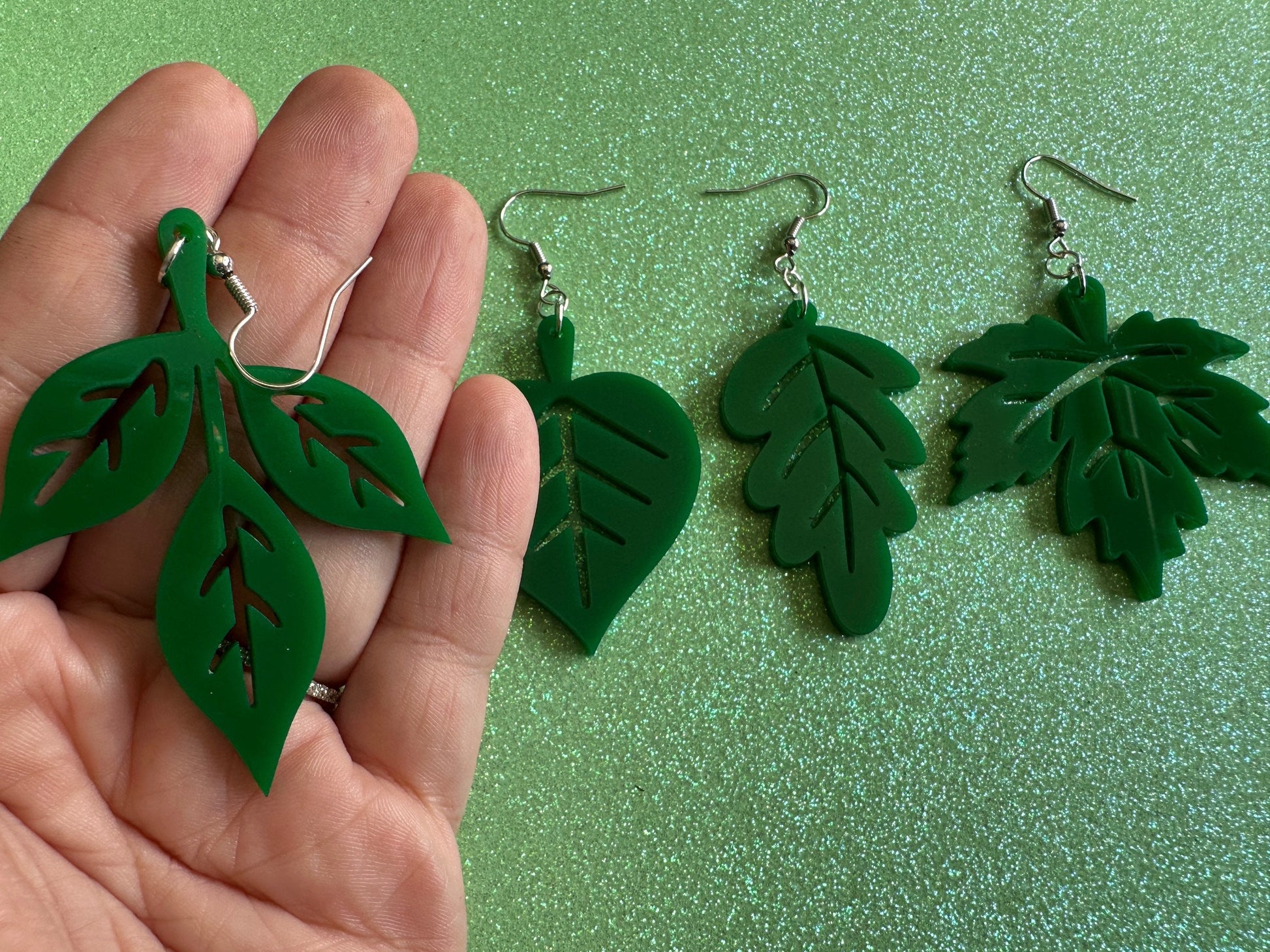 Delicate Leaf Earrings: Laser Cut Acrylic Leaves, Green Earrings, Fall, Summer, Spring, Forest, Nature, Plants, Gifts for Her/Him/Them