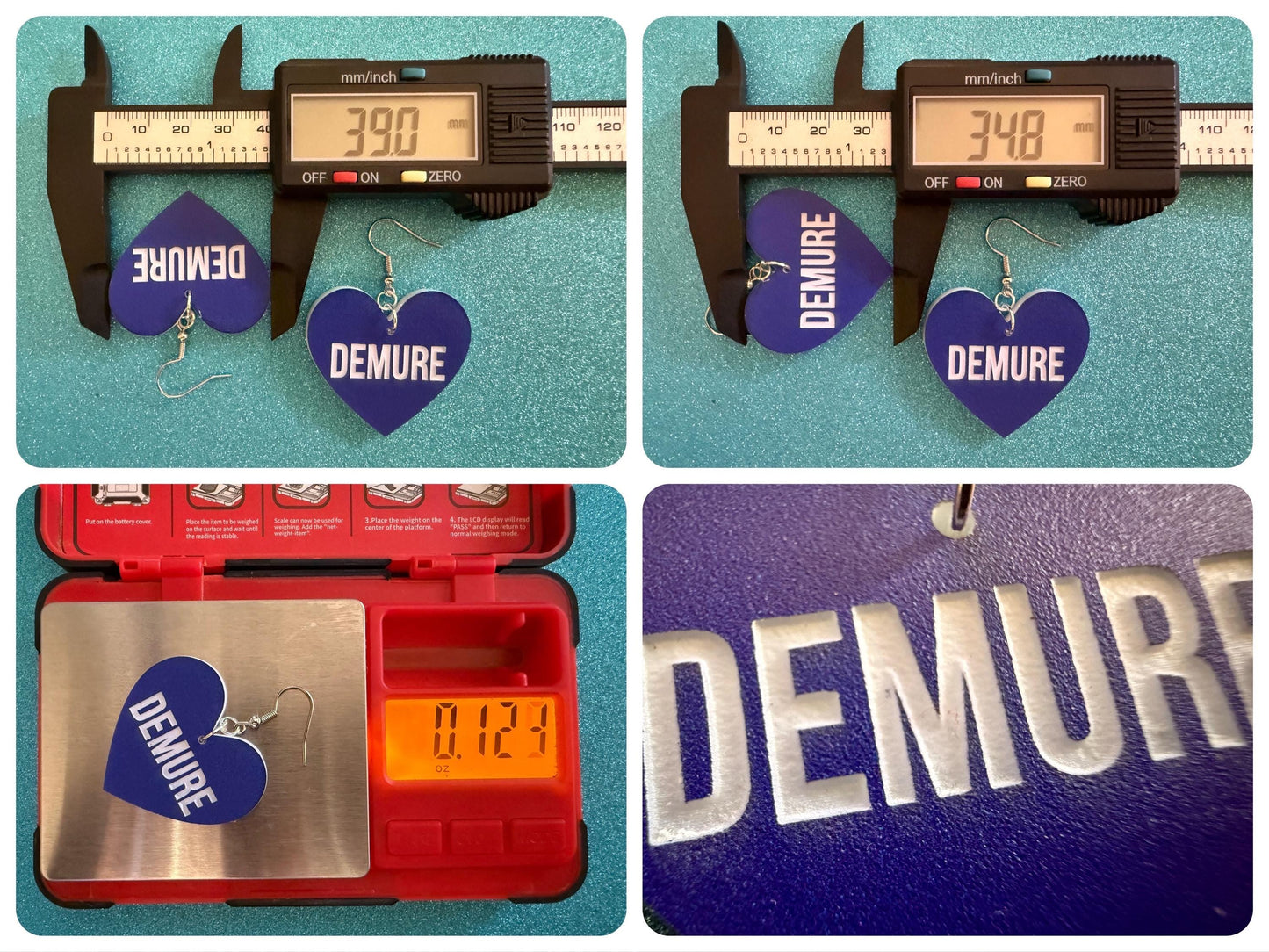 Demure Earrings: Laser Engraved Words, Very Demure, Very Mindful, Custom Words, Pop Culture, Novelty, Viral, Best Gifts for Her/Him/Them