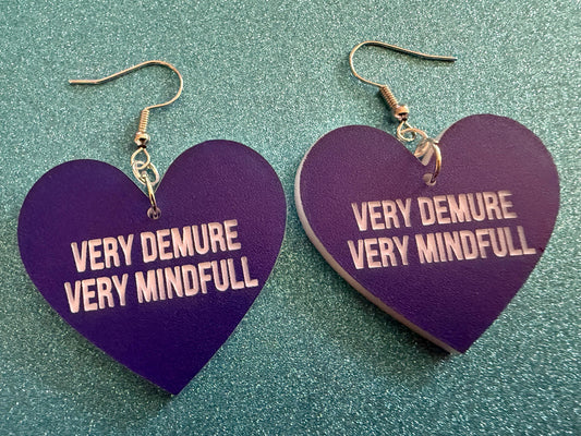 Demure Earrings: Laser Engraved Words, Very Demure, Very Mindful, Custom Words, Pop Culture, Novelty, Viral, Best Gifts for Her/Him/Them