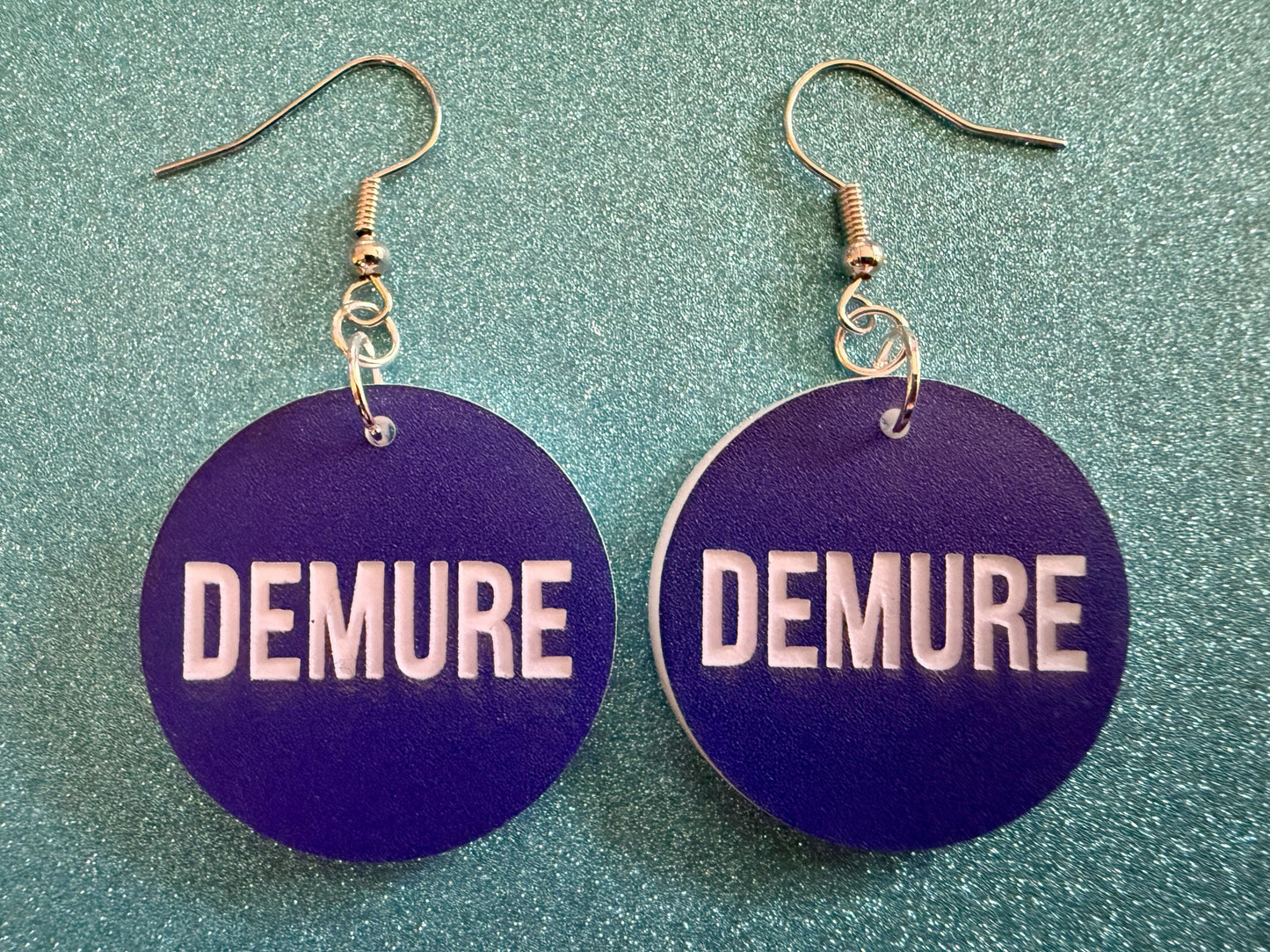 Demure Earrings: Laser Engraved Words, Very Demure, Very Mindful, Custom Words, Pop Culture, Novelty, Viral, Best Gifts for Her/Him/Them