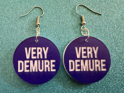 Demure Earrings: Laser Engraved Words, Very Demure, Very Mindful, Custom Words, Pop Culture, Novelty, Viral, Best Gifts for Her/Him/Them