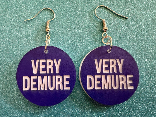 Demure Earrings: Laser Engraved Words, Very Demure, Very Mindful, Custom Words, Pop Culture, Novelty, Viral, Best Gifts for Her/Him/Them