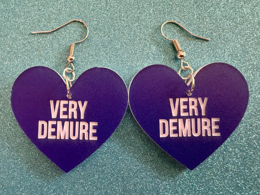 Demure Earrings: Laser Engraved Words, Very Demure, Very Mindful, Custom Words, Pop Culture, Novelty, Viral, Best Gifts for Her/Him/Them