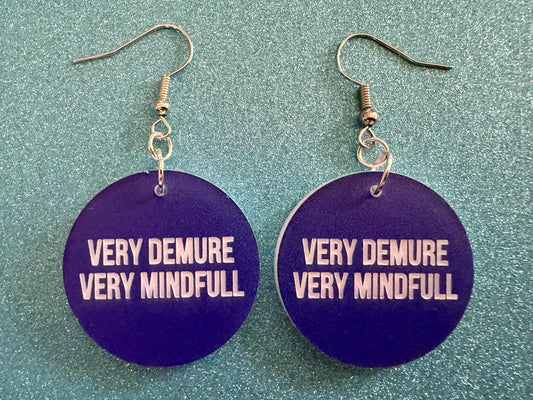 Demure Earrings: Laser Engraved Words, Very Demure, Very Mindful, Custom Words, Pop Culture, Novelty, Viral, Best Gifts for Her/Him/Them