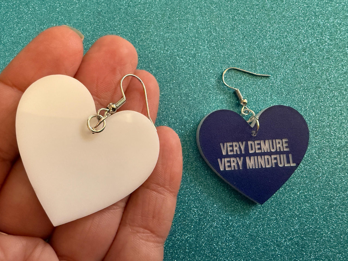 Demure Earrings: Laser Engraved Words, Very Demure, Very Mindful, Custom Words, Pop Culture, Novelty, Viral, Best Gifts for Her/Him/Them