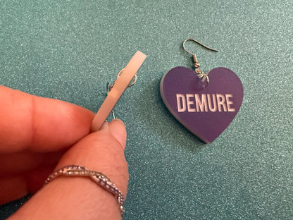 Demure Earrings: Laser Engraved Words, Very Demure, Very Mindful, Custom Words, Pop Culture, Novelty, Viral, Best Gifts for Her/Him/Them