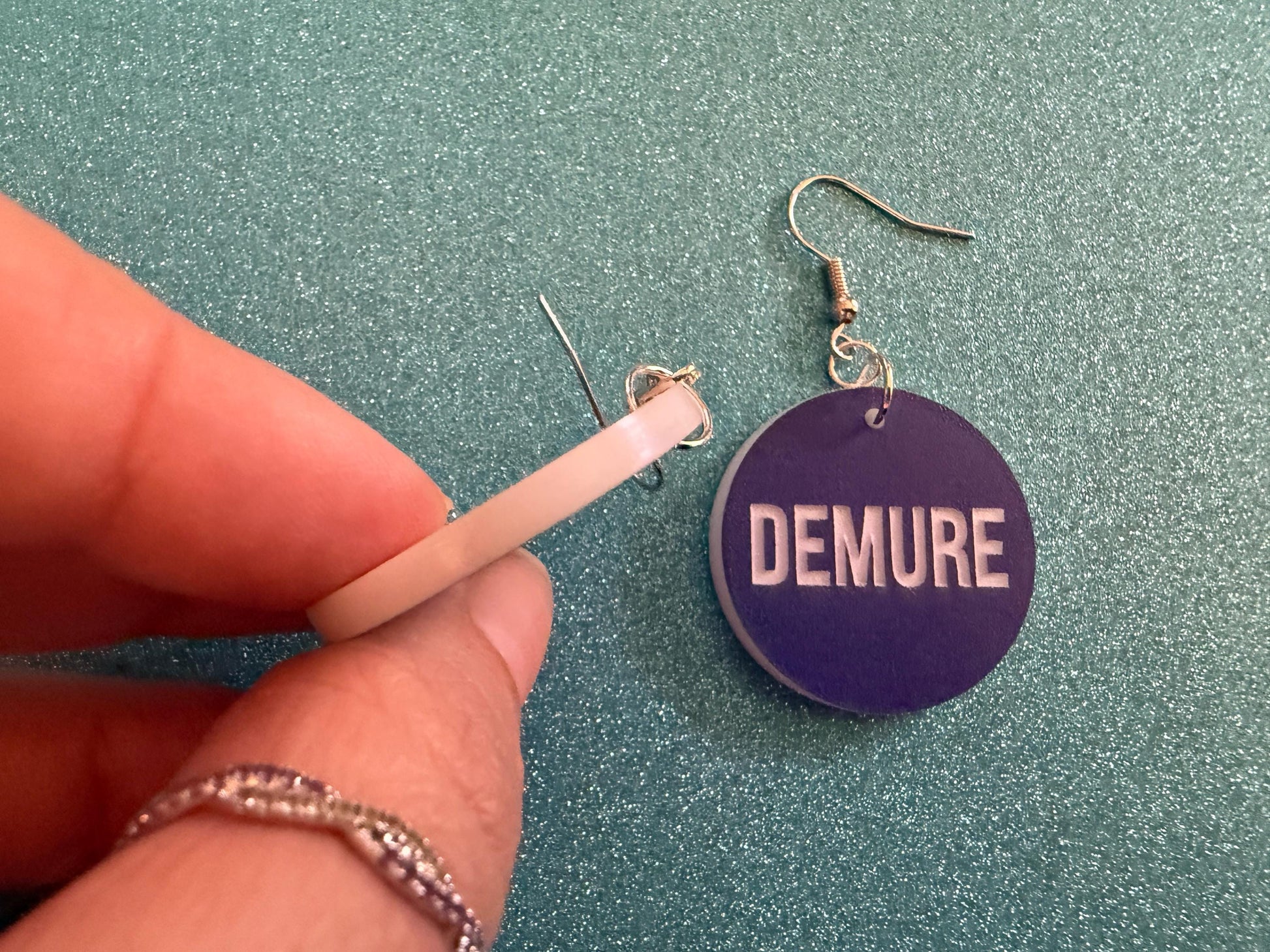 Demure Earrings: Laser Engraved Words, Very Demure, Very Mindful, Custom Words, Pop Culture, Novelty, Viral, Best Gifts for Her/Him/Them