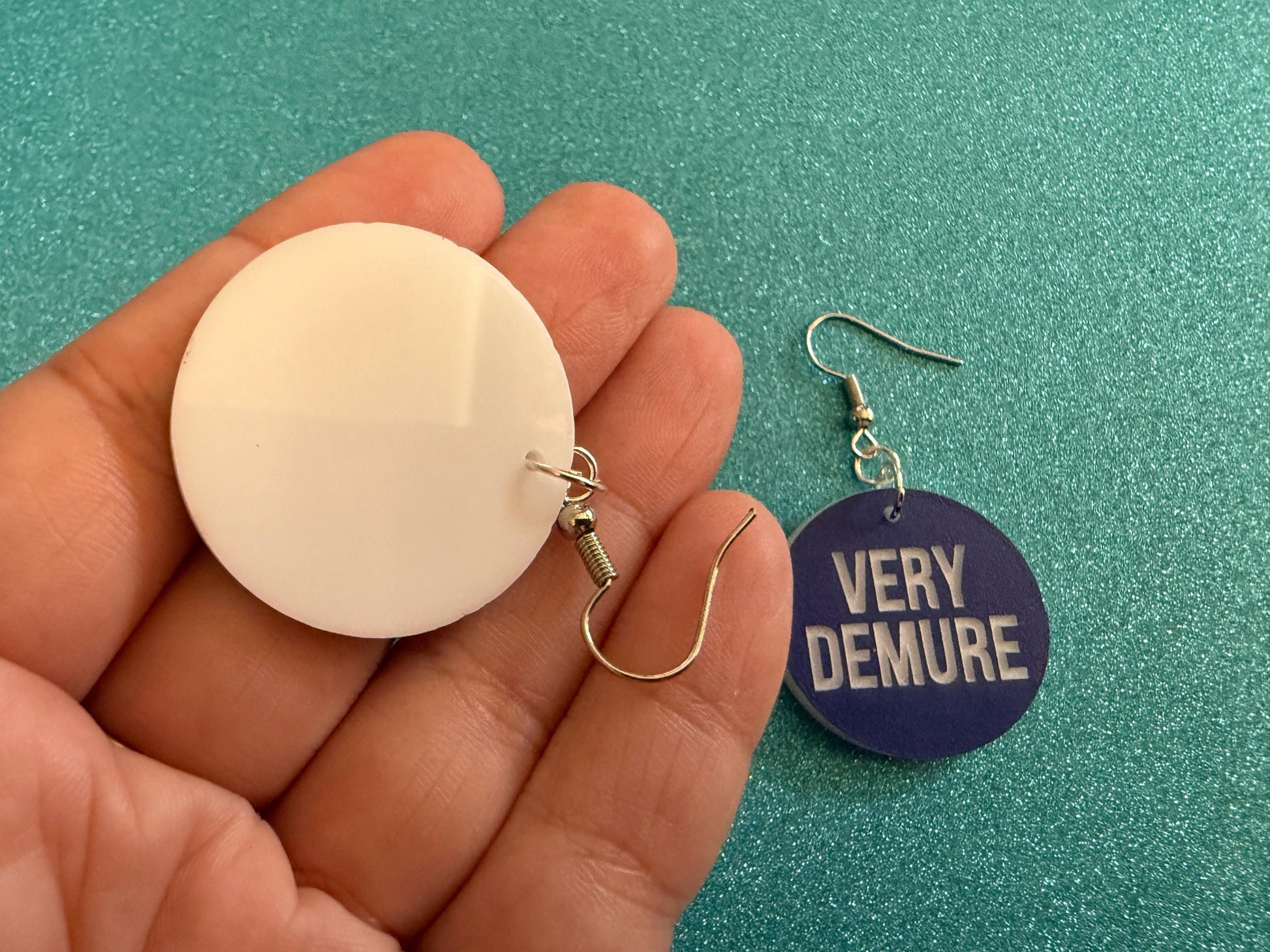 Demure Earrings: Laser Engraved Words, Very Demure, Very Mindful, Custom Words, Pop Culture, Novelty, Viral, Best Gifts for Her/Him/Them